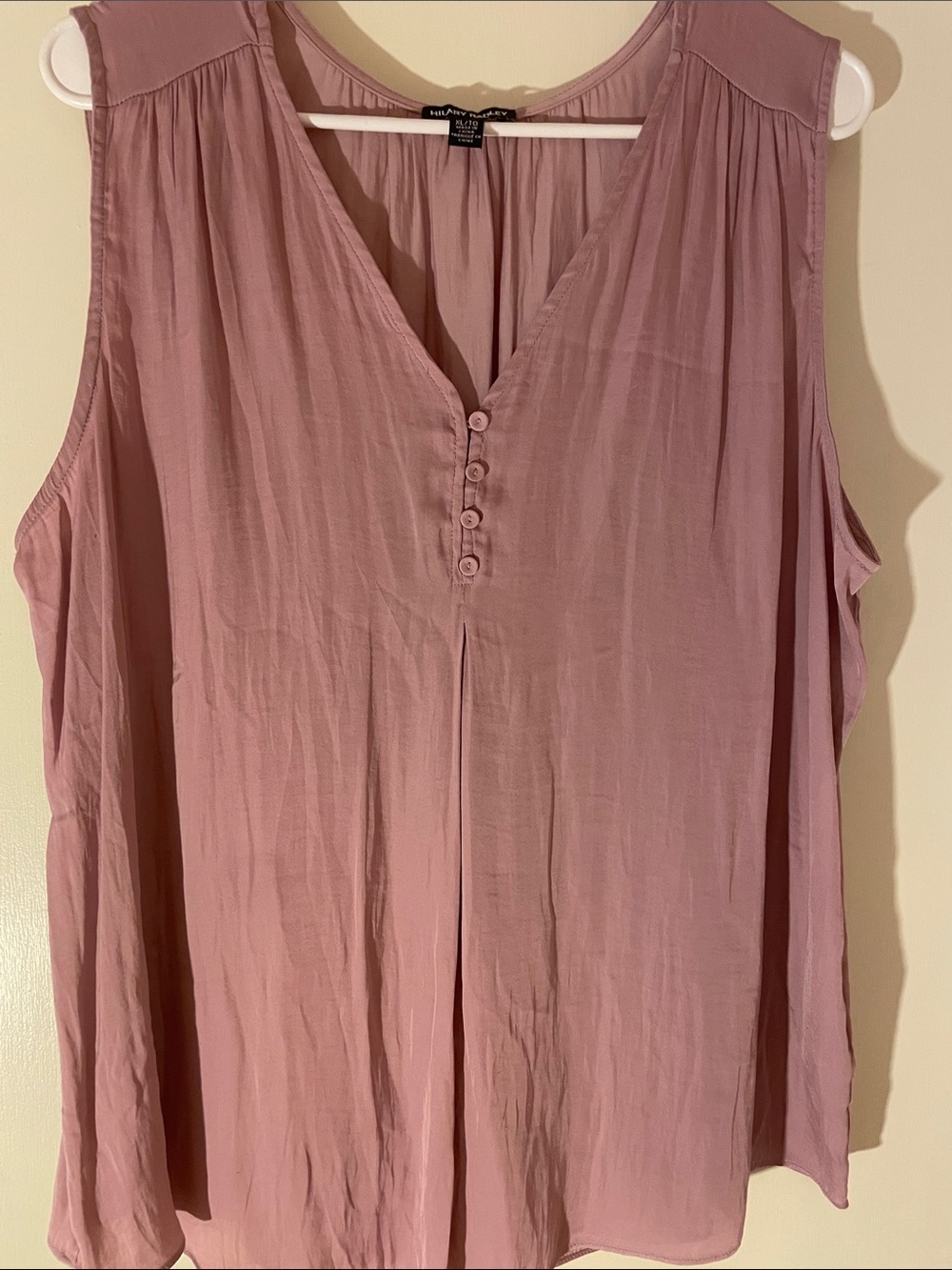 Hilary Radley Lilac Silky Polyester SL Henley Tunic Xl